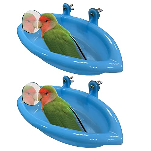 Joayuezo 2PCS Vogelbadewanne für Käfig Kleine Papagei Dusche Bad Papageiendusche VogelkäFig ZubehöR,Papagei Badewanne Vogel,VogelkäFig-ZubehöR von Joayuezo