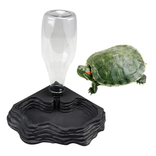 Joayuezo Wasserspender für Reptilien, Schildkrötentränke, Futterspender, Automatisierte Futterspender Plastik Trinkschale Eidechse (Black) von Joayuezo