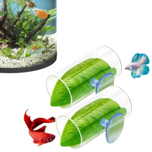 Betta Fish Acrylrohr-Tunnel – 2 Hohles Betta Fish-Versteckrohr Aus Acryl Mit Betta Fish Leaff Pad | Garnelen-Guppys-Versteck Betta Shelter Toys | Betta-Tunnel-Schwimmschlauch, Glatt Für Schutz von Joberio