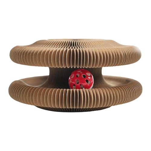 Cat Scratch Pad - Round Scratch Tunnels Toy | Interactive Cat Corrugated Circular | Foldable Cat Accordion Toy with Bell Ball | Cat Furniture Protector | Cat Scratching Post for Indoor Cats Boredom von Joberio