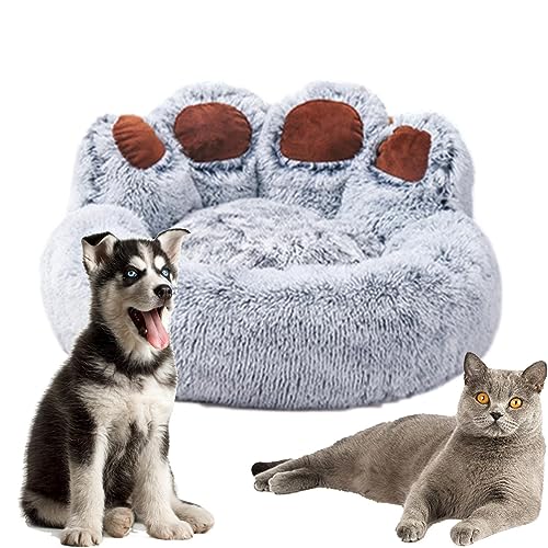 Hundebett-Kuschelbett, gemütliches Hundebett von Decorhome, rutschfeste, flauschige Couch in Pfotenform mit herausnehmbarem Innenpolster – flauschiges Kuschel-Schlafbett, Pfotenform-Kissen für Hund, K von Joberio
