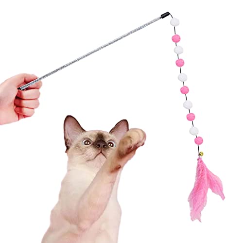 Joberio Katzen-Teaser-Zauberstab | Indoor Cat Wand Toys Teaser mit Naturfeder,Lustiges interaktives Katzenfederspielzeug für Hauskatzen, Jagen, Trainieren von Joberio