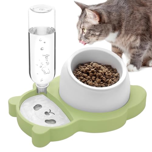 Katzenfutter- Und Wassernapf-Set, Um 15° Geneigte Katzennäpfe Mit Ständer, Erhöhte Katzennäpfe Mit Automatischer Wasserspenderflasche, Tierfutternapf In Panda-Form Für Katzen Und Kleine Hunde von Joberio