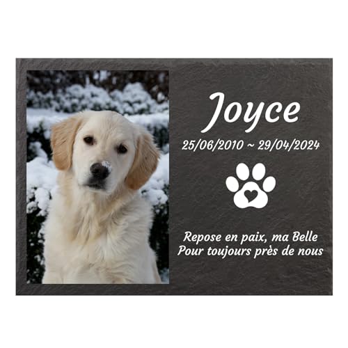 Jodimitty personalisierte Grabstein Hund Katze Haustier, Farbdruck Foto & Nachricht, Rectangle Grabschmuck Grabplatte mit Gravur, Gedenkstein Tombstone Andenken, Rechteck, 20x15cm von Jodimitty