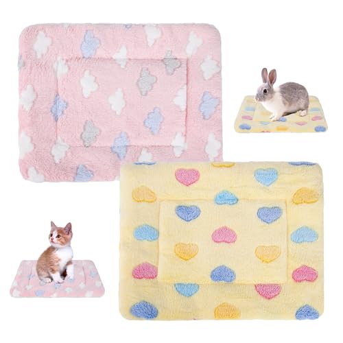 2 Plüschbett für Kleine Tiere, Warme Meerschweinchen Decke Winter Kaninchen Kopfkissen Bett Kleintierbett Schlafmatte kleine Haustiere Bettauflage für Hamster, Hase, Eichhörnchen, Chinchilla(30x40cm) von Jodsen