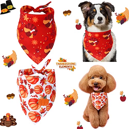 2 Stück Halloween Erntedankfest Hundehalstuch,Haustier Bandanas,Kürbis Haustier Schal,Halloween Hundebandanas,Erntedankgeschenk-Hundeschal,Halloween Dreieck Lätzchen Hundehalstuch (Rot) von Jodsen