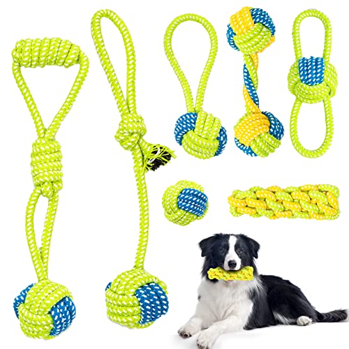 7 Stück Hundespielzeug Seil,Seilspielzeug mit Knoten Ball,Kauen Hundespielzeug Set,Kauspielzeug für Kleine Mittlere Hunde,Welpen Spielzeug,Interaktiv Geschenk für kleine/Mittlere Hunde Zahnpflege von Jodsen