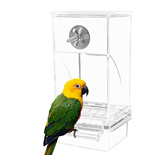 Automatischer Futterspender Transparent Futterspender Vogel Lebensmittelbehälter Vogelfutterhaus Acryl Futterautomat Käfig für Klein Mittel Wellensittiche Kanarienvögel Nymphensittiche Finken Sittiche von Jodsen