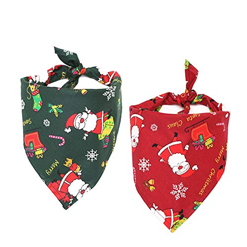 CDJX Hunde-Halstuch, 2 Stück, Weihnachtsmann-Kostüm, modischer Weihnachtsmann-Schal, 63,5 cm Dreieck, waschbar, wendbar, mit Fliege für Dekoration von Jodsen