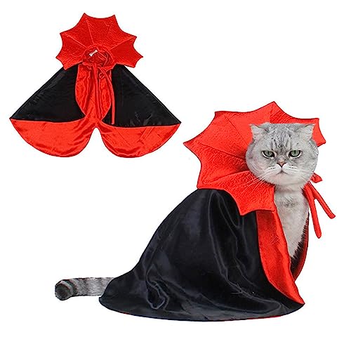 Halloween Kostüme für Haustiere Hund Hexe Kleidung für Hunde Katzen Halloween Katze Hund Kostüm Haustiere Cosplay-Kostüm Haustiere Katze Umhang Haustier Zauberer Kostümumhang (Rot) von Jodsen