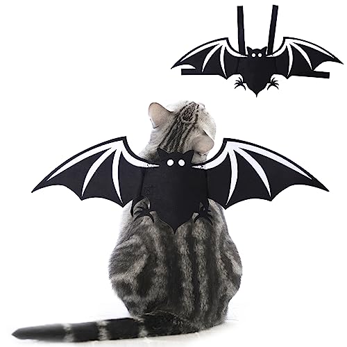 Haustier Fledermausflügel, Halloween Hund Kostüm Katze Fledermaus Kostüm Hund Bat Wings Welpe Cosplay Halloween Kostüm Kleine, mittlere Haustier Fledermaus kostüm Zubehör für Halloween Party (Weiß) von Jodsen