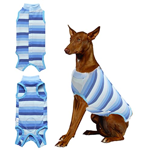 Heilungsanzüge für Hunde,weibliche männliche Anti Lecken Hund Onesies,Nach Operationen für Bauchwunden Cone E-Collar Alternative Pet Vest,Lecken verhindern,Beißen (Blau-XL) von Jodsen