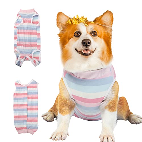 Hunde-Genesungsanzug für Hunde und Katzen,weibliche männliche Anti Lecken Hund Onesies,Nach Operationen für Bauchwunden Cone E-Collar Alternative Pet Vest,Lecken verhindern,Beißen L (Rosa) von Jodsen