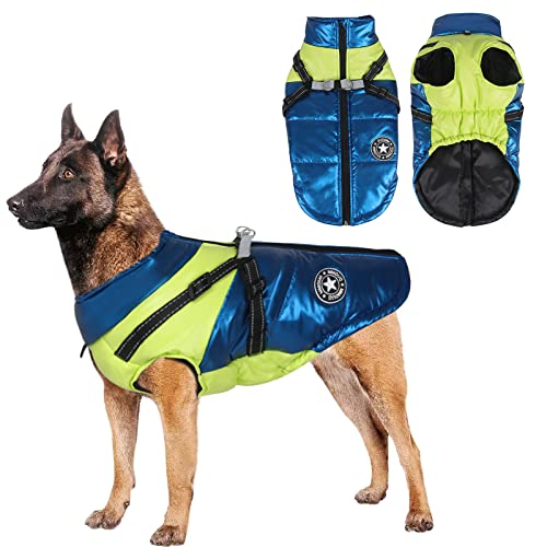 Hundejacke für den Winter,Wasserdichter Hundemantel,Welpe Warme Jacke Kleidung Weste,Reflektierende Weste Hundekleidung, Winddichte Hundejacke für kaltes Wetter für kleine mittlere Hunde (Blue, XL) von Jodsen