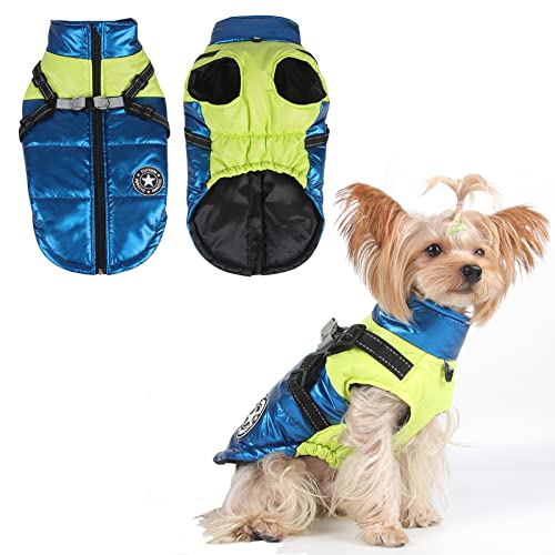 Hundejacke für den Winter,Wasserdichter Hundemantel,Welpe Warme Jacke Kleidung Weste,Reflektierende Weste Hundekleidung, Winddichte Hundejacke für kaltes Wetter für kleine mittlere Hunde (Blue, M) von Jodsen