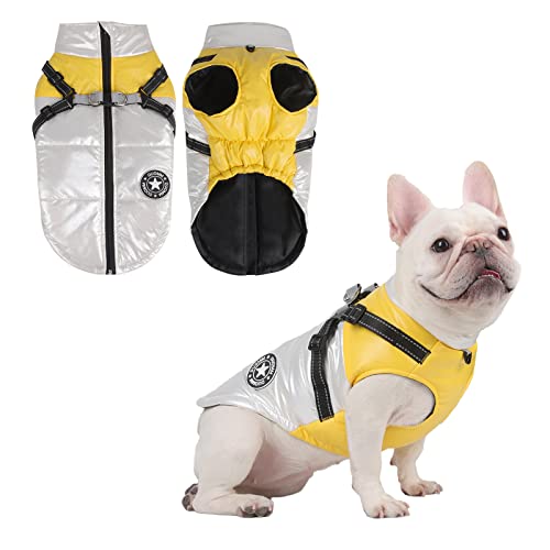 Hundejacke für den Winter,Wasserdichter Hundemantel,Welpe Warme Jacke Kleidung Weste,Reflektierende Weste Hundekleidung, Winddichte Hundejacke für kaltes Wetter für kleine mittlere Hunde (L, White) von Jodsen