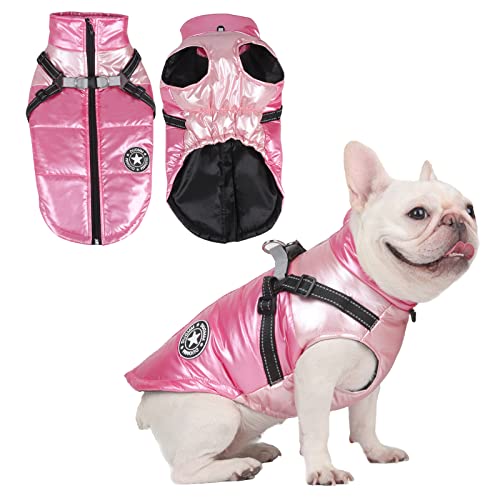 Hundejacke für den Winter,Wasserdichter Hundemantel,Welpe Warme Jacke Kleidung Weste,Reflektierende Weste Hundekleidung, Winddichte Hundejacke für kaltes Wetter für kleine mittlere Hunde (L, Pink) von Jodsen