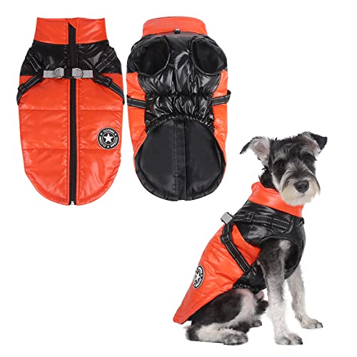 Hundejacke für den Winter,Wasserdichter Hundemantel,Welpe Warme Jacke Kleidung Weste,Reflektierende Weste Hundekleidung, Winddichte Hundejacke für kaltes Wetter für kleine mittlere Hunde (Orange, M) von Jodsen