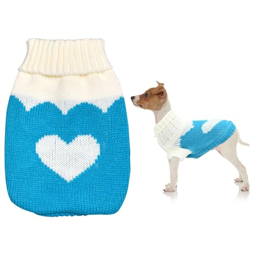 Hundepullover für Kleine Hunde, Chihuahua Pullover Warme Welpe Sweater Hunde Pullis Winter Hund Kleidung Katzen-Pullover Haustierkleidung Haustier-Winter-Outfit für kleine Hunde, Katzen (L/30cm, Blau) von Jodsen