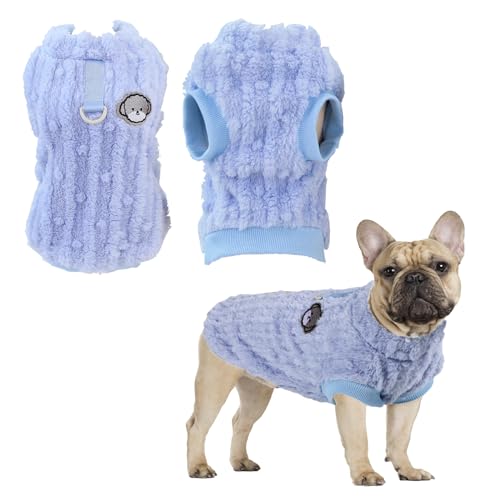 Hundepullover für Kleine Hunde, Vlies Hunde Hoodie Katzen Pullover Welpen Pullover Weste Warme Hund Kapuzenpullis Weiches Haustier Winter Outfit für Haustier Katze, Chihuahua, Corgi, Bichon(2XL/Blau) von Jodsen