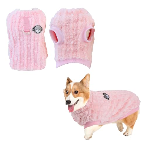 Hundepullover für Kleine Hunde, Vlies Hunde Hoodie Katzen Pullover Welpen Pullover Weste Warme Hund Kapuzenpullis Weiches Haustier Winter Outfit für Haustier Katze, Chihuahua, Corgi,Bichon(XL/Rosa) von Jodsen