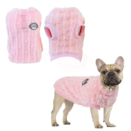 Hundepullover für Kleine Hunde, Vlies Hunde Hoodie Katzen Pullover Welpen Pullover Weste Warme Hund Kapuzenpullis Weiches Haustier Winter Outfit für Haustier Katze, Chihuahua,Corgi,Bichon(2XL/Rosa) von Jodsen