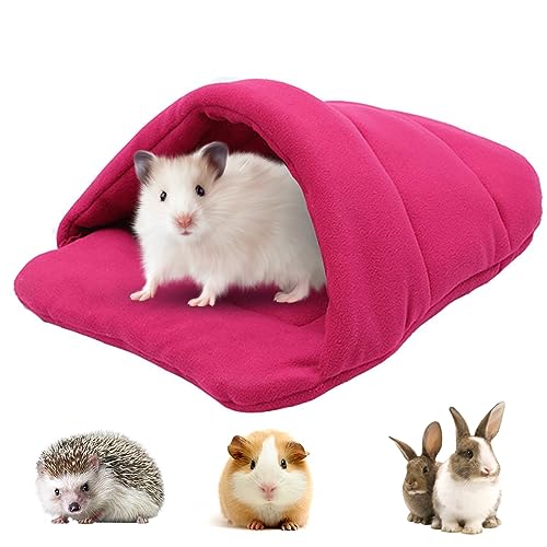 Meerschweinchen Bett Haustier Schlafsack Höhle Nest Kissen Weiche Warme Haustierbett Meerschweinchen Haus Haustier Winter Bettwäsche Käfigzubehör für Kleintiere Eichhörnchen Chinchilla (Rosenrot) von Jodsen