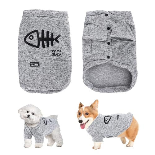 Warme Hundesweatshirt,Hundepullover Kleine Hunde,Hunde Hoodie Winter,Hundepullover Winter,Haustier Pullover,Hundepullover für Kleine und Mittelgroße Hunde (Grau-L) von Jodsen