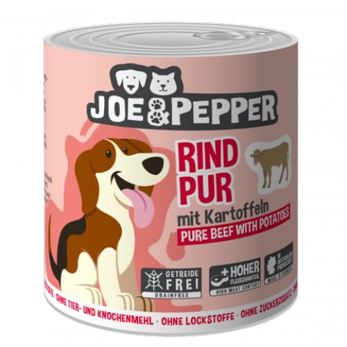 Joe&Pepper 6 x 800g Rind Pur mit Kartoffeln | Getreidefreies Nassfutter mit 95% Rind | Nachhaltig & natürlich aus der Eifel von Joe&Pepper