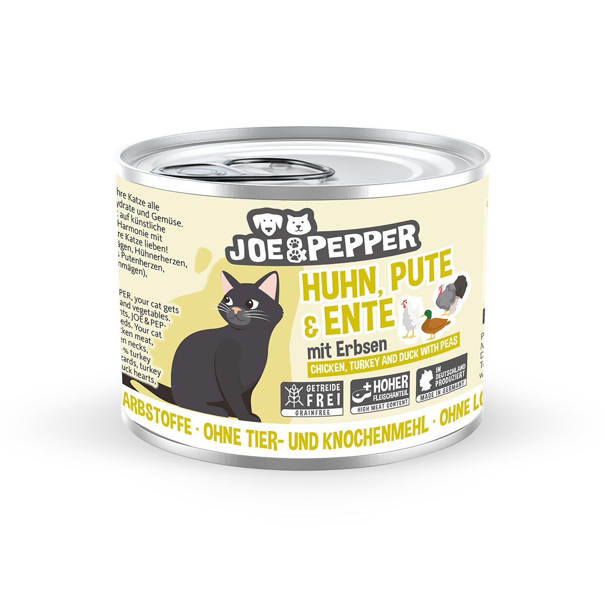 Joe & Pepper Cat Huhn, Pute & Ente mit Erbsen 6x200g von Joe & Pepper