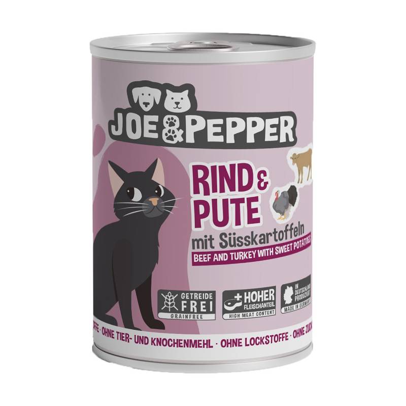 Joe & Pepper Cat Rind & Pute mit Süßkartoffeln 6x400g von Joe & Pepper