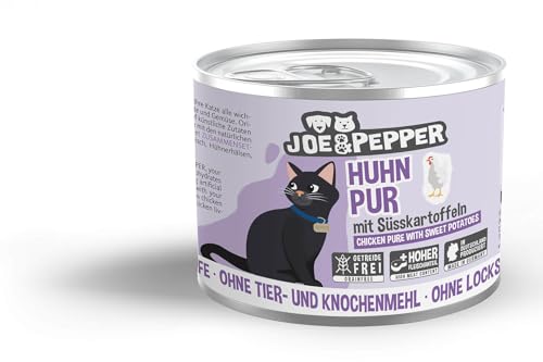 Joe&Pepper getreidefreies Katzenfutter | 6X 200g Huhn Pur m. Süßkartoffeln | hoher Fleischanteil, Keine künstlichen Zutaten | Nassfutter von Joe&Pepper