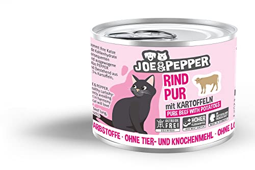 Joe&Pepper getreidefreies Katzenfutter | 6X 200g Rind Pur m. Kartoffeln | hoher Fleischanteil, Keine künstlichen Zutaten | Nassfutter von Joe&Pepper