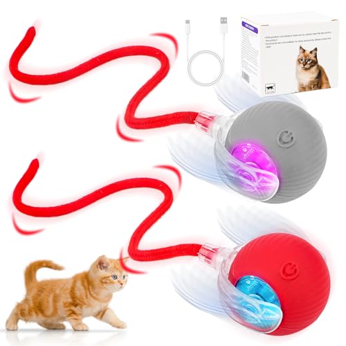 Chewie Rolling Ball, 2 Pack Chewie Ball für Katzen, interaktives Spielzeug, Rollball für Hunde, 360° Smart Automatischer Rollball für große, mittelgroße kleine Katzen & Hunde von Jognee