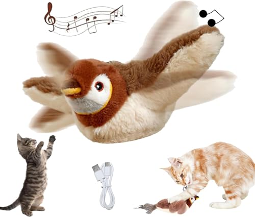 Fliegendes Vogel Katze Spielzeug, Vogel Jagd Katze Spielzeug, Chirping Vogel Katze Spielzeug Flapping Flügel, Fliegendes Vogel Katze Spielzeug, Fliegendes Vogel Katze Spielzeug für Katzen von Jognee