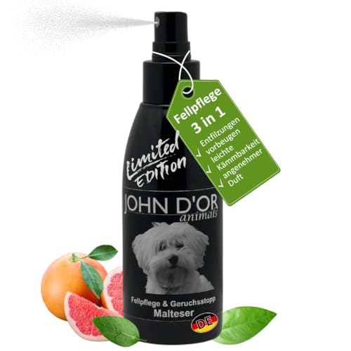 John D'or Fellpflege-Spray für Hunde + Katzen. 120 ml. Sorgt für glänzendes Fell, leichte Kämmbareit + Entfilzung, neutralisiert aktiv biologisch unangenehme Gerüche. von John D'or