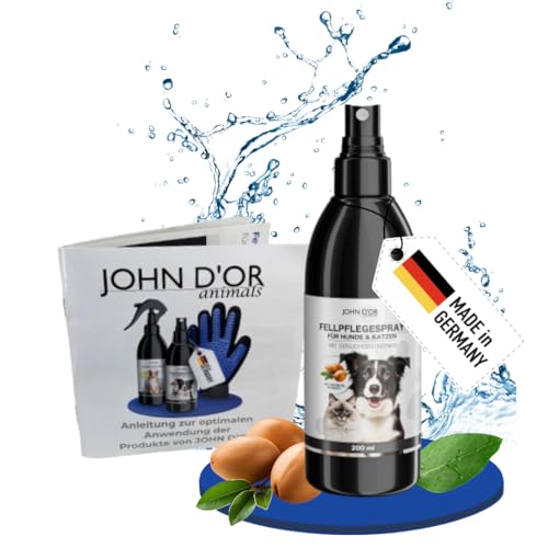 John D'or Fellpflege-Spray. Gesundes Fell für glückliche Hunde und Katzen. Leichte Kämmbareit + Entfilzung, neutralisiert aktiv biologisch unangenehme Gerüche. Mit Arganöl, Jojobaöl von John D'or