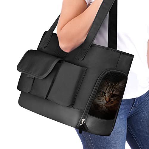 Katzentasche, Hundetragetasche, Haustiertrage, Faltbare wasserdichte Premium PU-Leder Oxford Tuch Hund börse, Tragbare Tasche Carrier für Kleine bis Mittlere Katze und Kleine Hunde, Fluggesellschaft genehmigt Weiche Seite Carrier von Johomviin