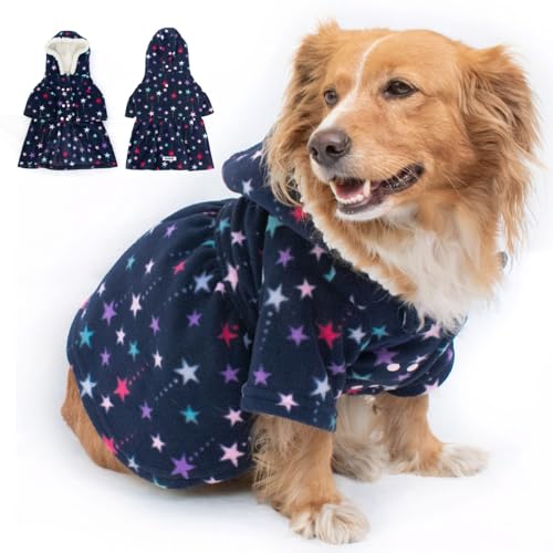 Hunde-Kapuzenpullover, warme Hundekleidung für Hunde, Mantel, Kleidung, Welpen, Katzen, Größe M, blaue Sterne von JoinPet