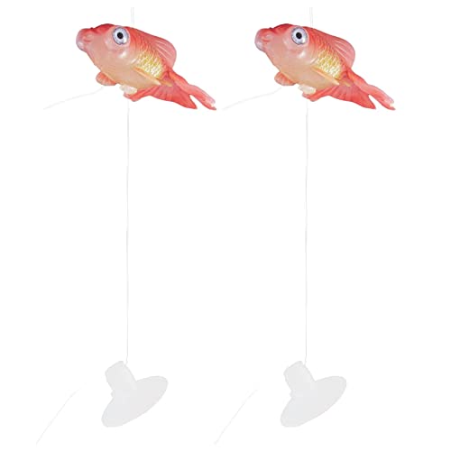 Jojomino 2 x kleiner Saugnapf für Aquarium, künstlich schwimmender Goldfisch-Ornament, Rot von Jojomino