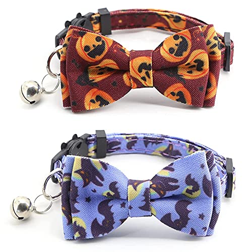 Jojomino Halloween Katzen Hals Band mit Glocke und Beweglicher Fliege Urlaub Kitten Breakaway Hals BäNder SüßEs Hunde Halsband von Jojomino