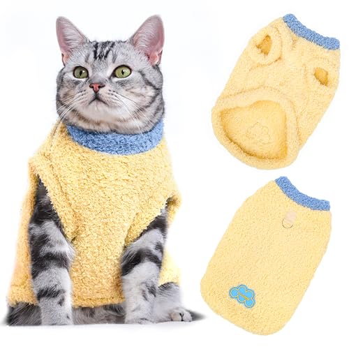 Haustier Pullover Weste, Weiche Baumwolle Katze Shirts, Warmer Winter-Katzenpullover für Katzen, Weiches Sweatshirt für kleine Hunde Katzen, Katze Pullover Weste für Kleine Hunde Katzen von Jokureao