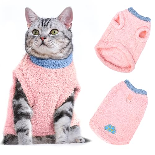 Haustier Pullover Weste, Weiche Baumwolle Katze Shirts, Warmer Winter-Katzenpullover für Katzen, Weiches Sweatshirt für kleine Hunde Katzen, Katze Pullover Weste für Kleine Hunde Katzen von Jokureao