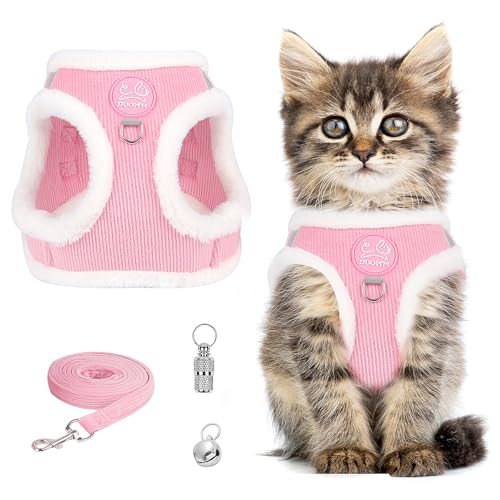 Katzengeschirr Ausbruchsicher Set, Katze Brustgeschirr mit Reflektierend, Katzenleine Geschirr für Katzen, Katzengeschirr mit Leine Set Katzengeschirr für Katzen Kätzchen Welpen (Rosa, M) von Jokureao