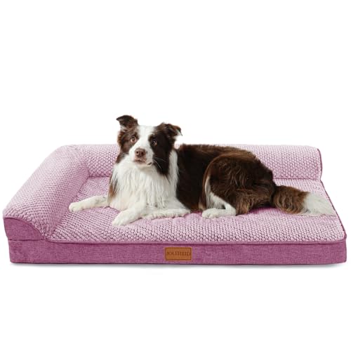 Jolifield Orthopädisches Hundebett für mittelgroße Hunde, 91,4 x 61 cm, L-förmig, mittelgroßes Hundesofa, Haustierbett mit waschbarem, abnehmbarem Bezug und rutschfester Unterseite, weiche, warme von Jolifield