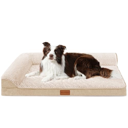 Jolifield Orthopädisches Hundebett für mittelgroße Hunde, 91,4 x 61 cm, L-förmig, mittelgroßes Hundesofa, Haustierbett mit waschbarem, abnehmbarem Bezug und rutschfester Unterseite, weiche, warme von Jolifield