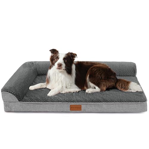 Jolifield Orthopädisches Hundebett für mittelgroße Hunde, 91,4 x 61 cm, wasserdicht, L-förmig, mittelgroßes Hundesofa, Haustierbett mit abnehmbarem Bezug, rutschfeste, weiche Haustier-Couch-Bett, von Jolifield