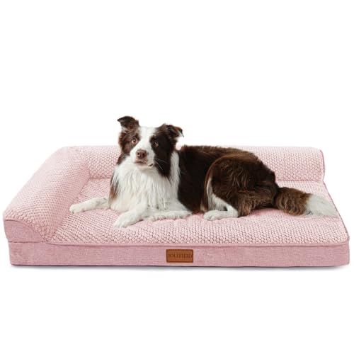 Jolifield Orthopädisches Hundebett für mittelgroße Hunde, 91,4 x 61 cm, wasserdicht, L-förmig, mittelgroßes Hundesofa, Haustierbett mit abnehmbarem Bezug, rutschfeste, weiche Haustier-Couch-Bett, von Jolifield