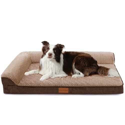 Jolifield Orthopädisches Hundebett für mittelgroße Hunde, 91,4 x 61 cm, wasserdicht, L-förmig, mittelgroßes Hundesofa, Haustierbett mit abnehmbarem Bezug, rutschfeste, weiche Haustier-Couch-Bett, von Jolifield