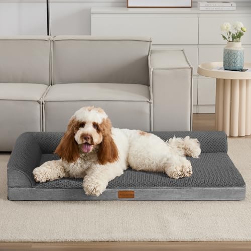 Jolifield Orthopädisches Jacquard-Hundebett für große Hunde, 106,7 x 71,1 cm, wasserdicht, L-förmig, großes Haustier-Sofabett mit waschbarem, abnehmbarem Bezug, rutschfest, weich, warm, bequem, Jolifield Orthopädisches Jacquard-Hundebett für große Hunde, 106,7 x 71,1 cm, wasserdicht, L-förmig, großes Haustier-Sofabett mit waschbarem, abnehmbarem Bezug, rutschfest, weich, warm, bequem, von Jolifield
